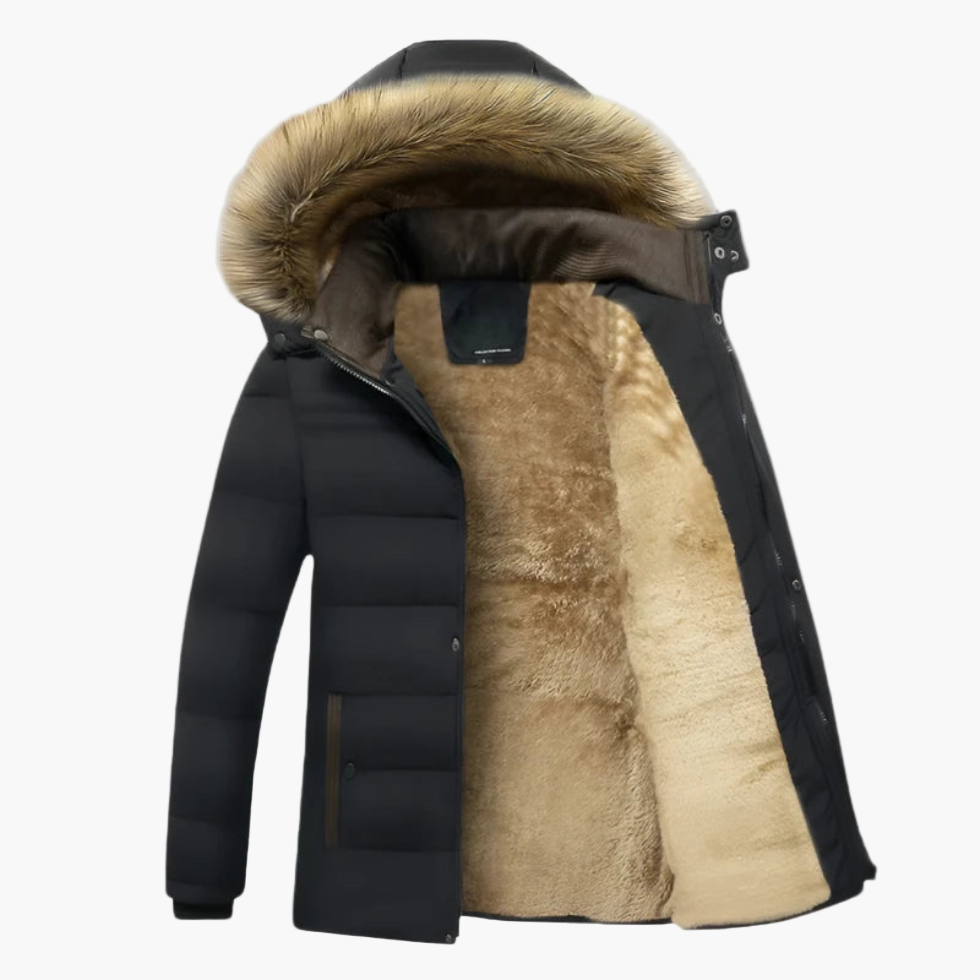 Arthur Mens Fur Lined Hooded Parka Street-Wave Heavy Duty Warm Insulated Coat