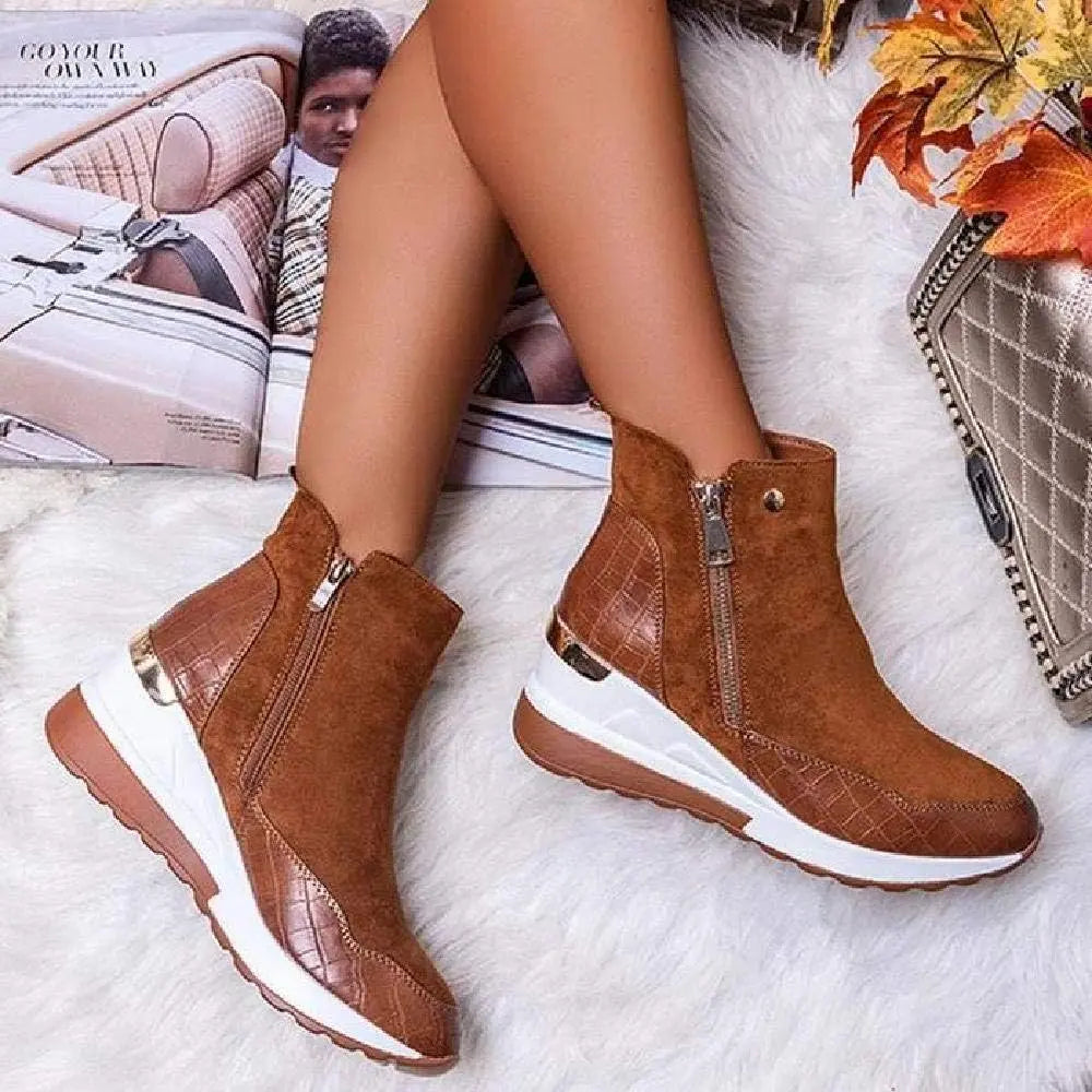 Street Wave Wedge Heel Winter Boots For Women Cozy Comfort