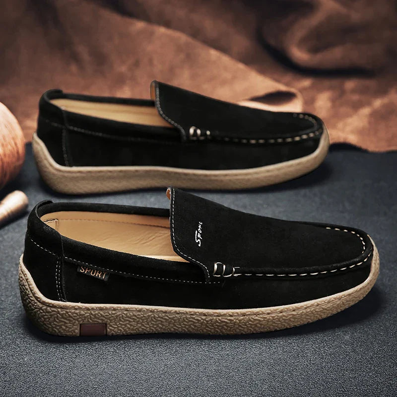 LuxeStride Mens Leather Moccasins Premium Soft Leather Slip On Loafers For Stylish Men