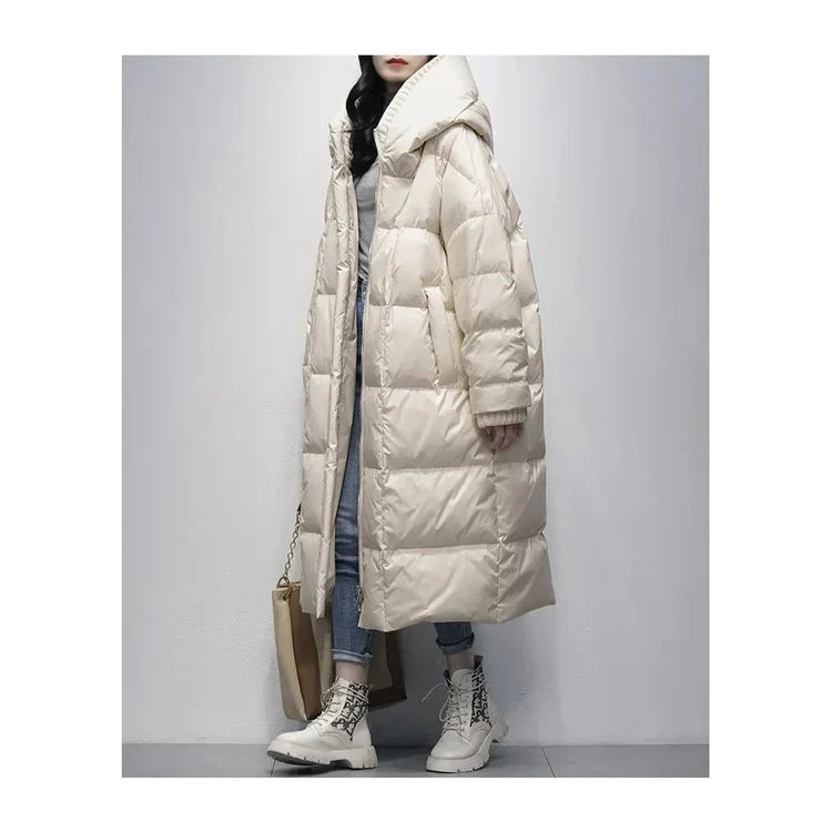 Street-Wave Long Winter Puffer Coat For Women Warm Down Filled Fashionable Comfort
