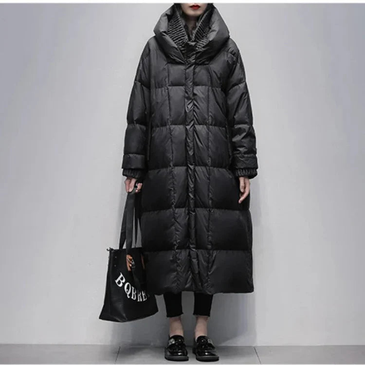Street-Wave Long Winter Puffer Coat For Women Warm Down Filled Fashionable Comfort