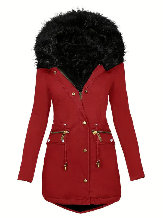 Street-wave Winter Parka With Faux Fur Hood For Women Provides Cozy Warmth And Trendy Street Style