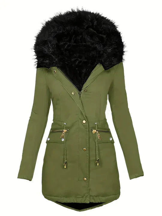 Street-wave Winter Parka With Faux Fur Hood For Women Provides Cozy Warmth And Trendy Street Style