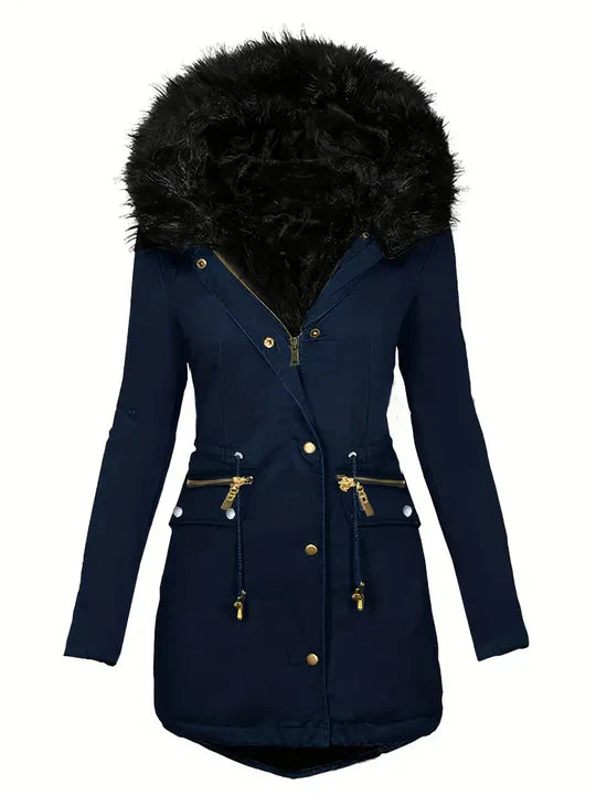Street-wave Winter Parka With Faux Fur Hood For Women Provides Cozy Warmth And Trendy Street Style