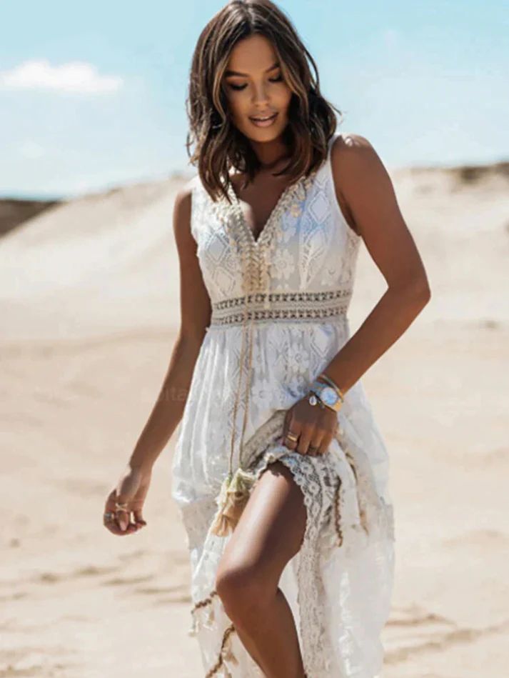 Women's Boho Printed Draped Dress with Flowy Design and Versatile Style