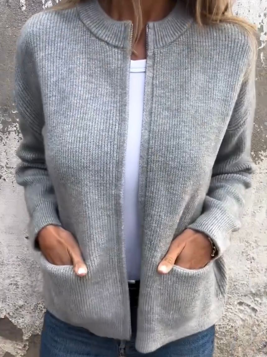 Street-Wave Womens Cardigan With Pockets Cozy Knit Jacket For Women Timeless Comfort