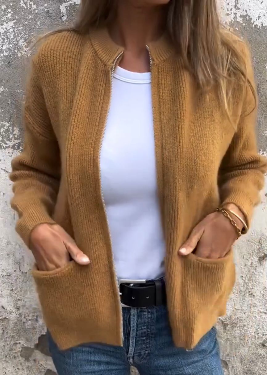 Street-Wave Womens Cardigan With Pockets Cozy Knit Jacket For Women Timeless Comfort