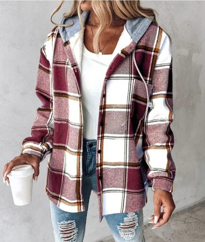 Street-wave Plaid Hoodie For Women - Cozy Warmth And Durable Comfort, Casual Chic Jacket