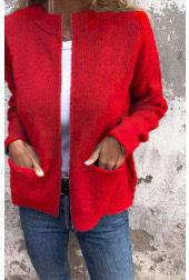 Street-Wave Womens Cardigan With Pockets Cozy Knit Jacket For Women Timeless Comfort