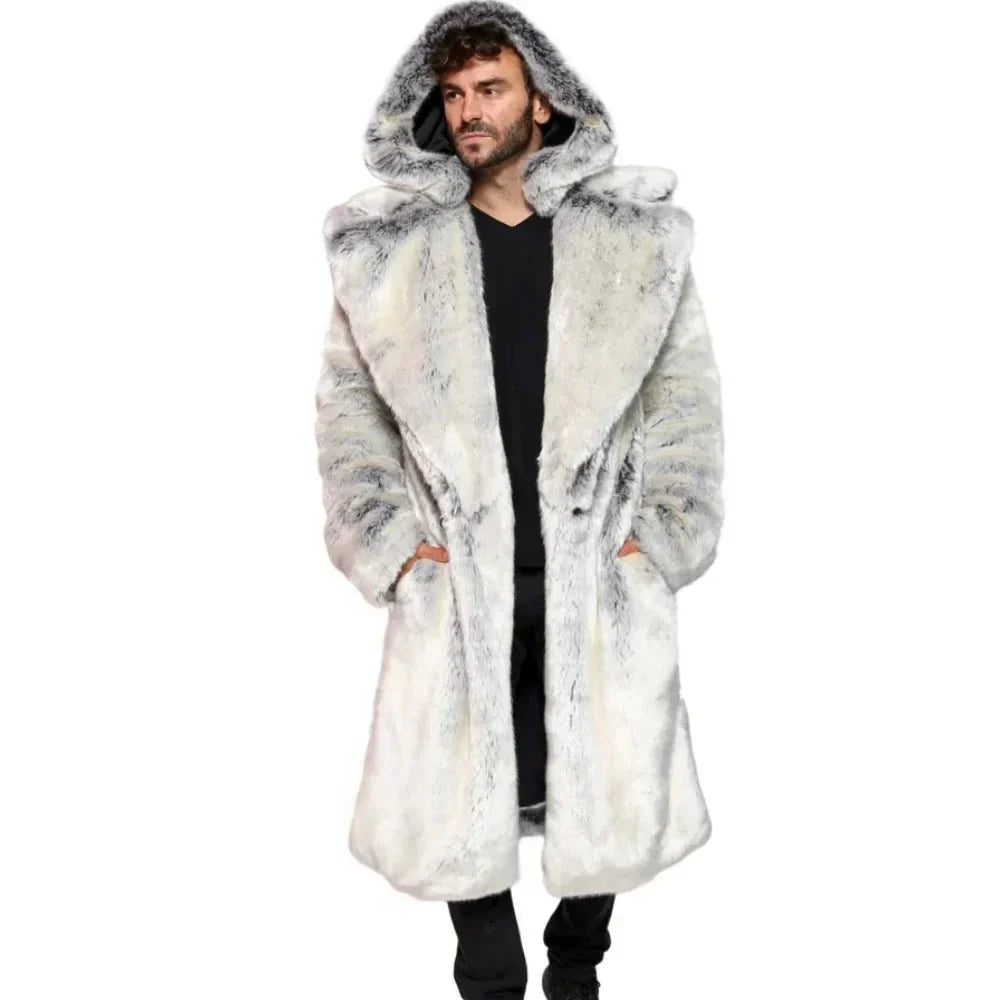 Arthur Mens Fur Chinchilla Hooded Long Coat In Tissavel French Fur Luxury Winter Outerwear