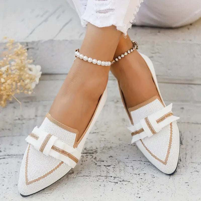 Franka Womens Knot Detail Woven Flat Shoes By Streetwave For Elegant All Day Comfort