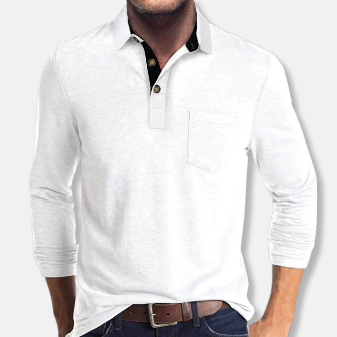 Street Wave Mens Cotton Blend Polo Shirt With Contrast Collar For Smart Casual