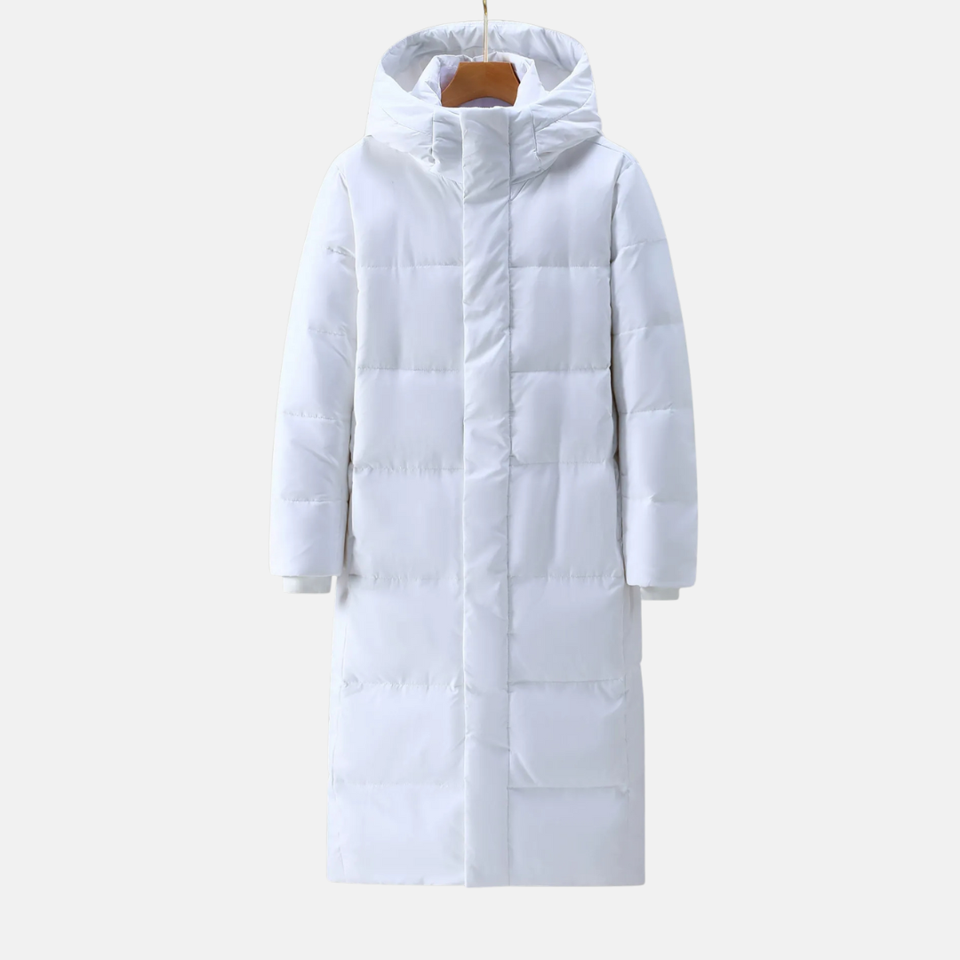 Street-Wave Men's Full-Length Hooded Quilted Coat in Nylon Blend for Winter Warmth and Style