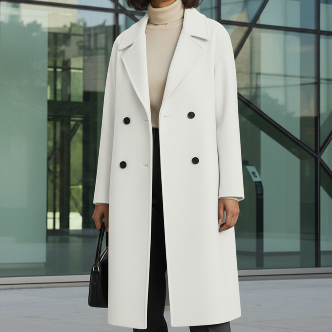 Street-Wave Maria Trench Coat For Women Warm Knee-Length Double-Breasted