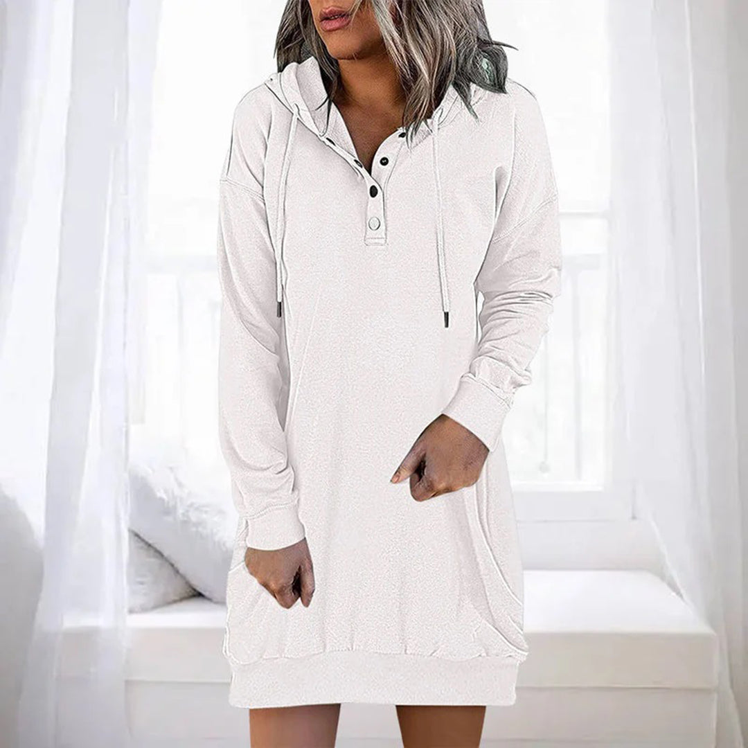 Street-Wave Women's Cozy Hoodie Sweater Dress, Timeless Winter Knit, Relaxed Fit