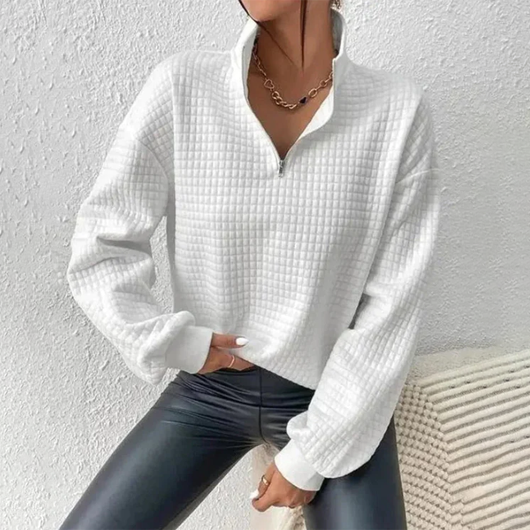 Streetwave Waffle Knit Pullover For Women Soft Polyester Cozy Everyday Comfort And Style Essential