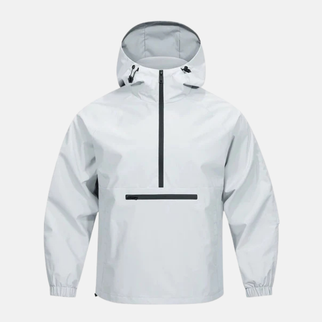Men's Woven Blend Anorak Jacket Hooded High Neck Loose Fit Hip Length Outerwear Essentials