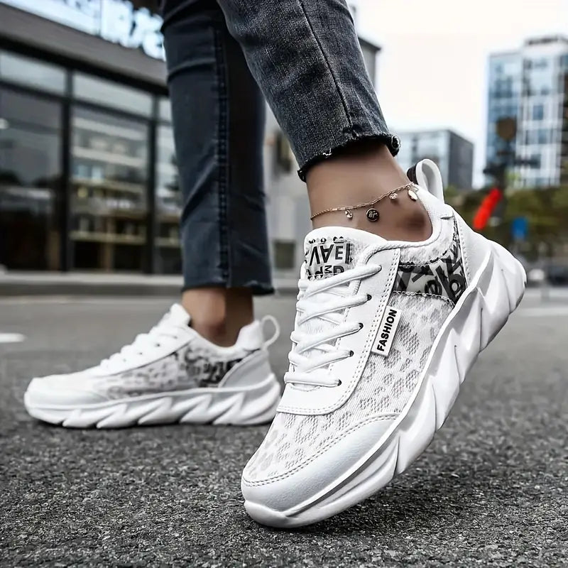 Street-Wave Zadie Women Mesh Sneakers With Letter Print Breathable Comfort For Everyday Wear