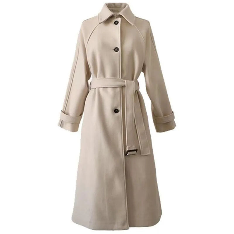 Street-Wave EleganceBlend Belted Wool Coat For Women Timeless Chic Winter Outerwear With Flattering Silhouette