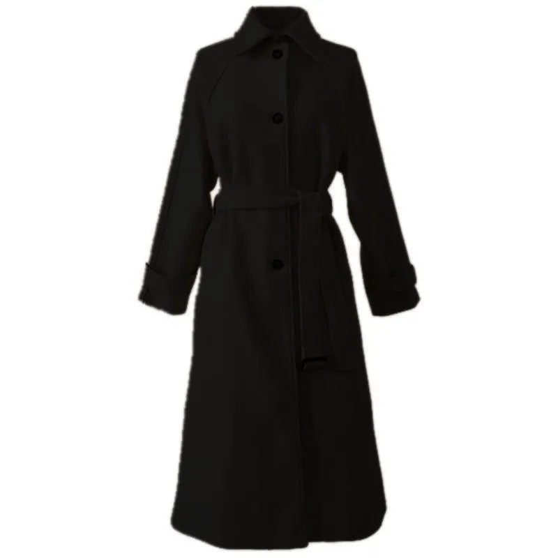 Street-Wave EleganceBlend Belted Wool Coat For Women Timeless Chic Winter Outerwear With Flattering Silhouette