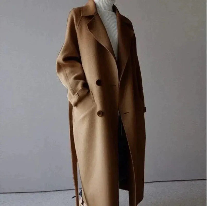Street-wave Long Wool Coat For Women Elegant Warmth Soft Touch Premium Quality For Cold Weather