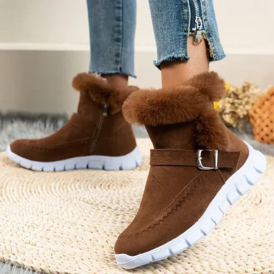 Street-wave Plush Lined Suede Ankle Boots For Women Cozy Warmth Everyday Comfort