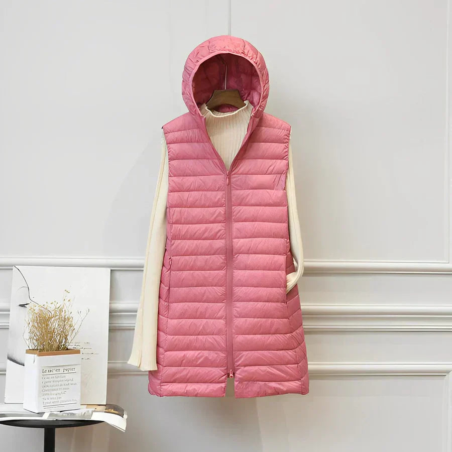 Street-Wave Sleeveless Long Quilted Coat For Women Elegant Cozy Puffer Outerwear For Chic Layering