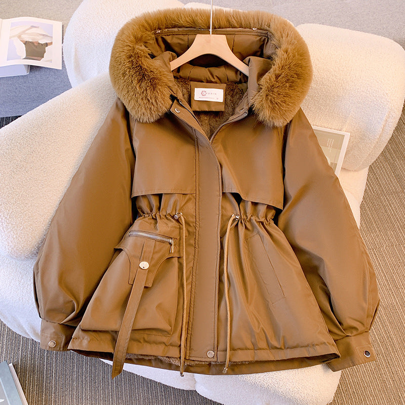 Street-wave Women's Wool Winter Coat With Fur Collar Belted Warmth And Luxurious Comfort For Cold Winter Days