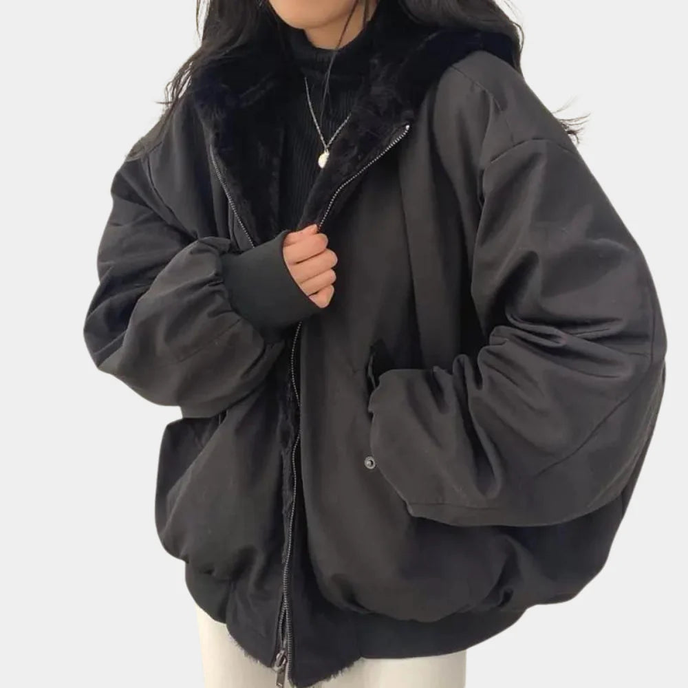 Street-wave 2 In 1 Reversible Women's Winter Coat With Hood For Warmth And Style