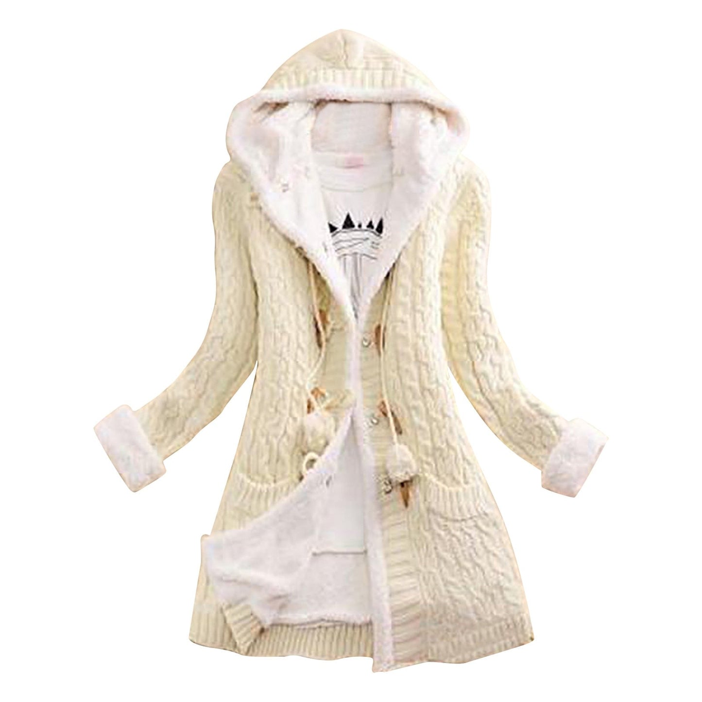 Street-wave Hooded Winter Coat For Women With Plush Fleece Lining Cozy Warmth And Effortless Style