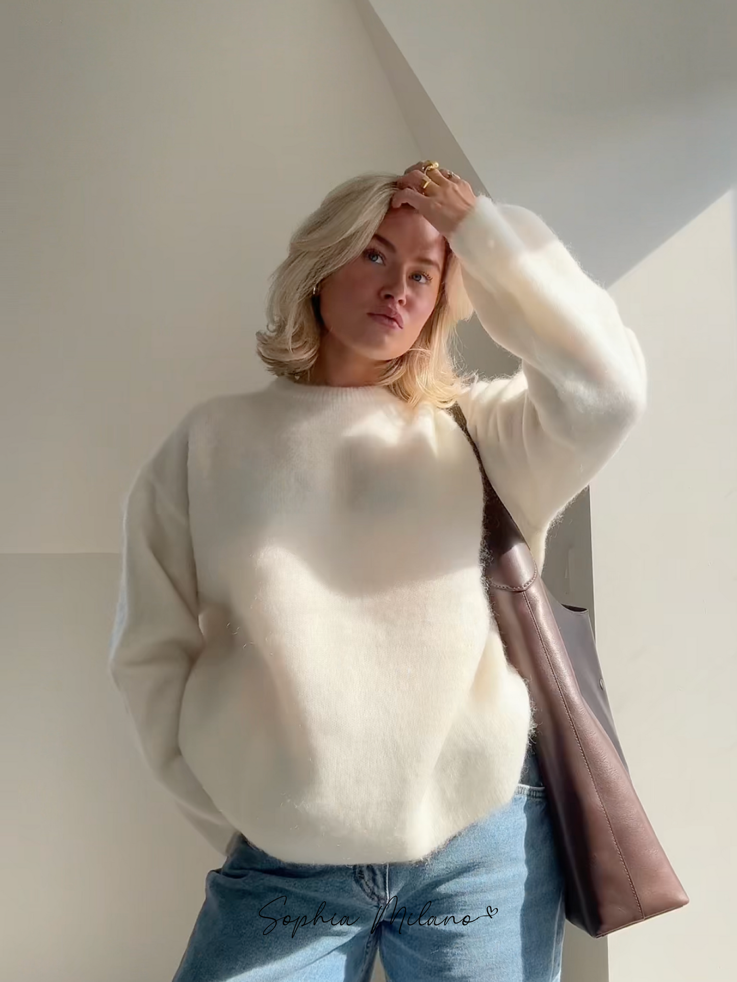 Streetwave Oversized Women Sweater Cozy Fluffy Knit With Round Neck Plus Size For Everyday Comfort And Luxe Style