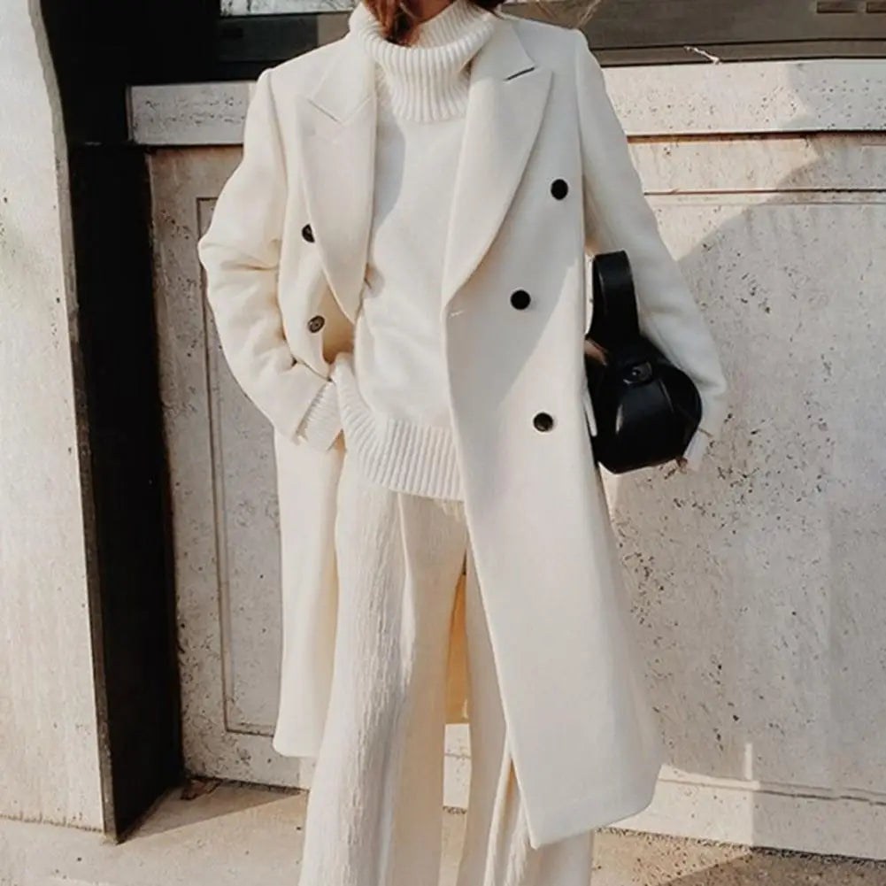 Street-Wave Womens Trench Coat With Double Breasted Button Front For Elegant Workwear