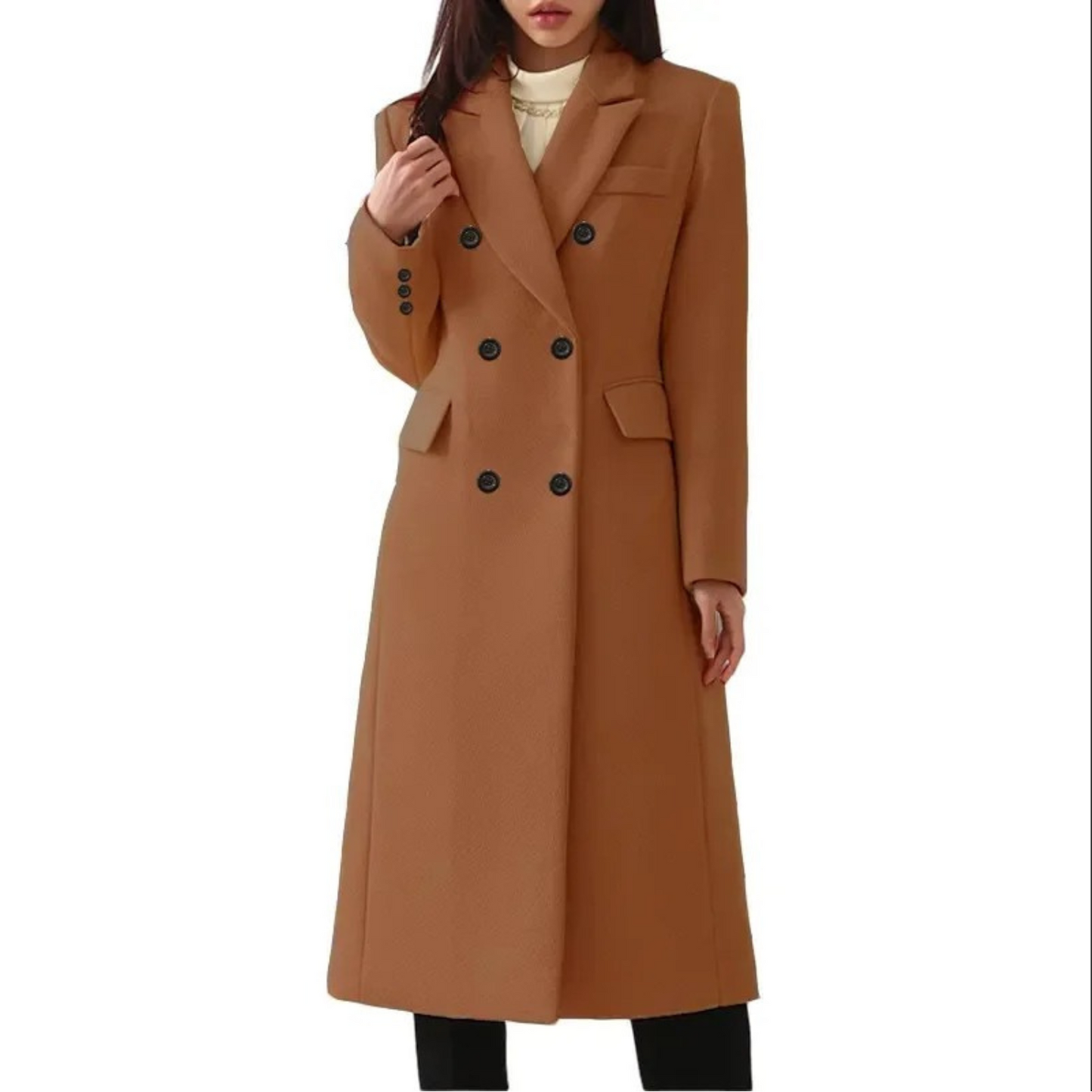 Streetwave Wool Coat For Women Double Collar Long Warmth And Timeless Style Elise