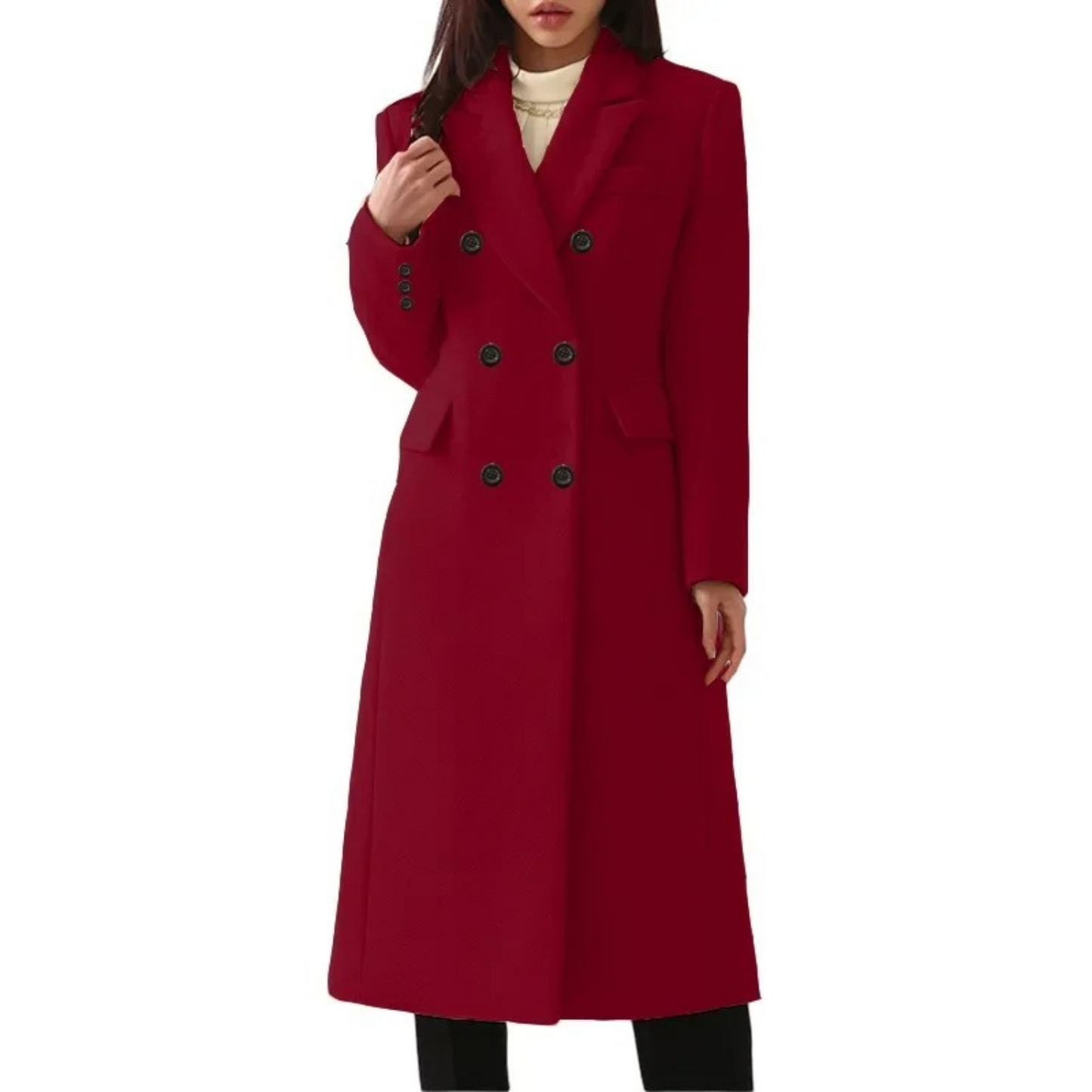 Streetwave Wool Coat For Women Double Collar Long Warmth And Timeless Style Elise