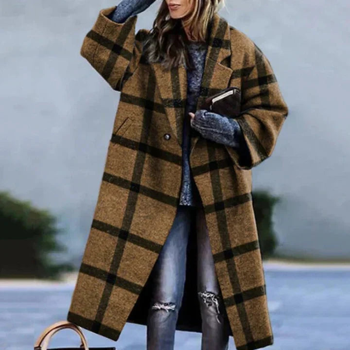 Street-wave Oversized Plaid Winter Coat For Women Warm Longline Style For Casual And Dressy Looks