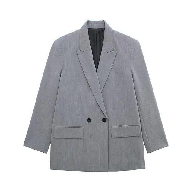 Street Wave Oversized Blazer For Women Trendy Versatile Jacket With Structured Silhouette For Modern Office Wear
