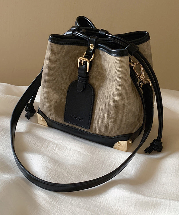 Sac seau à cordon en similicuir noir pour femme - Street-Wave
