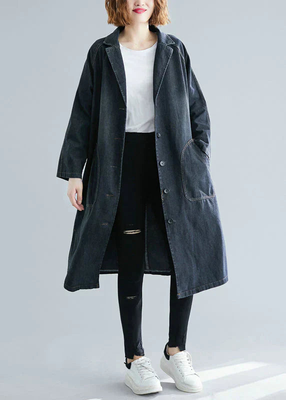 Denim Trench Coat Street Wave Effortless Chic Timeless Style For Trendsetting Women