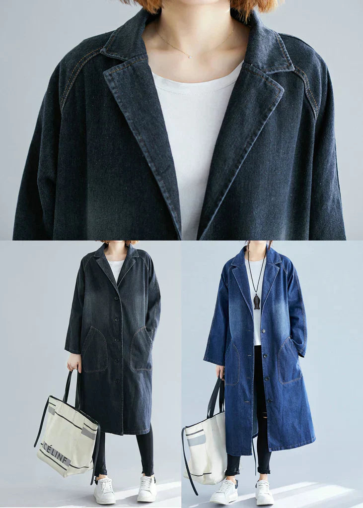 Denim Trench Coat Street Wave Effortless Chic Timeless Style For Trendsetting Women