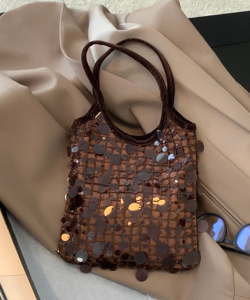 Sac fourre-tout en coton à paillettes marron pour femme - Street-Wave