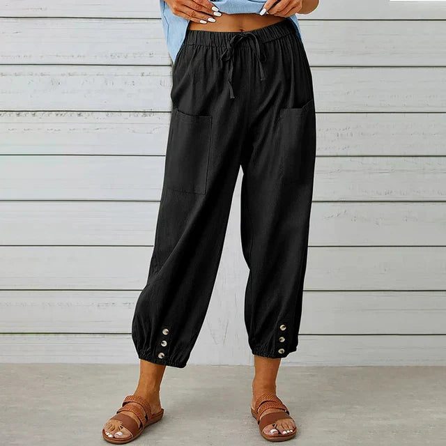 Women's Relaxed Trousers with High Waist and Versatile Fit