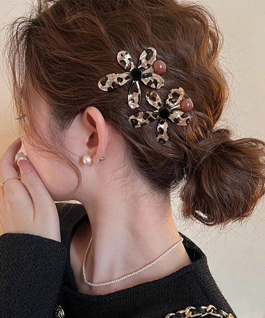Épingle à cheveux florale en alliage métallique léopard pour femme - Street-Wave