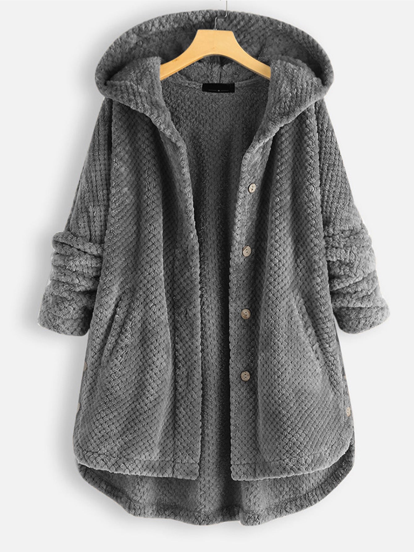Street-Wave Womens Hoodie Coat With Button Front Cozy Warmth Relaxed Fit Everyday Chic Winter