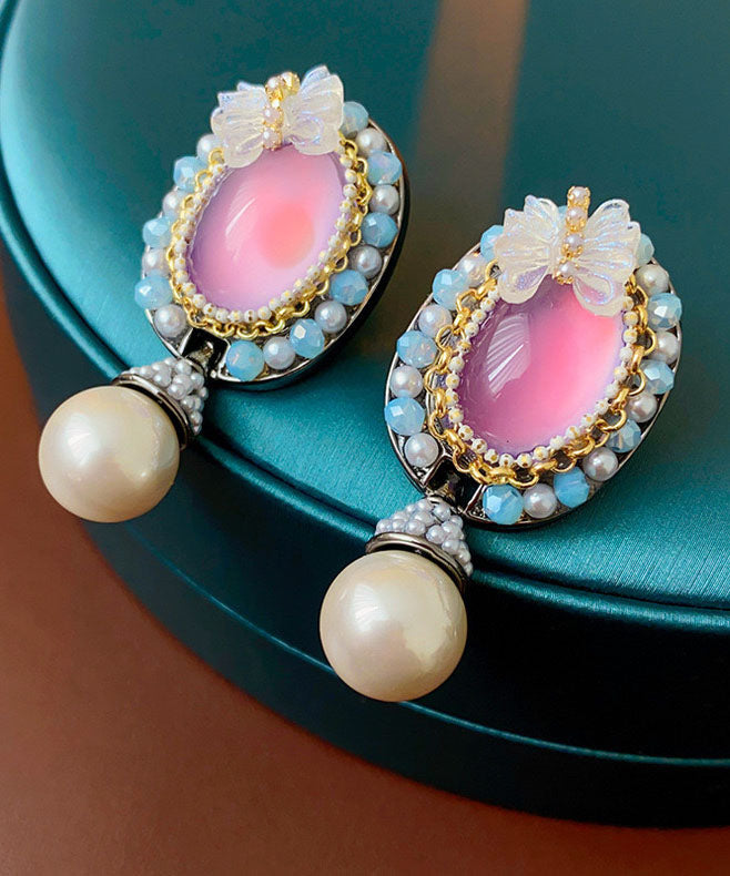 Boucles d'oreilles papillon en résine et cristal violet pour femme, alliage acrylique - Street-Wave