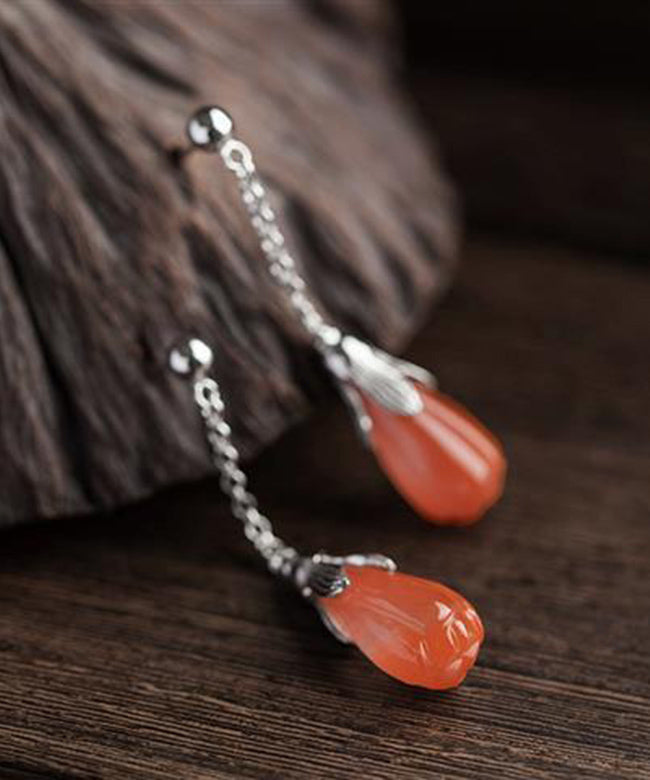 Boucles d'oreilles pendantes en soie, argent sterling et jade pour femmes - Street-Wave