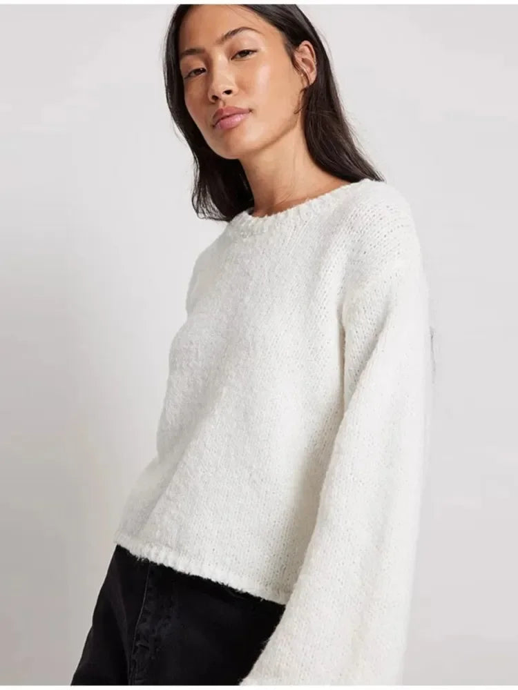 Street-Wave Cropped Knit Top With Open Back And Tie Detail For Women Long Sleeve Chic Layering Piece