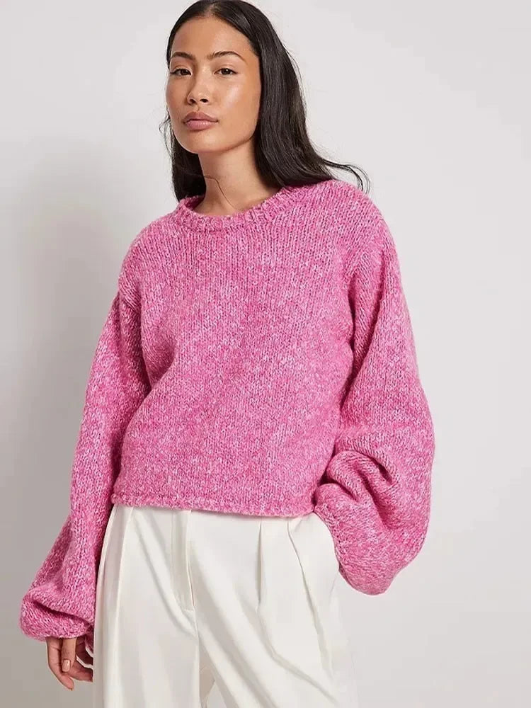 Street-Wave Cropped Knit Top With Open Back And Tie Detail For Women Long Sleeve Chic Layering Piece