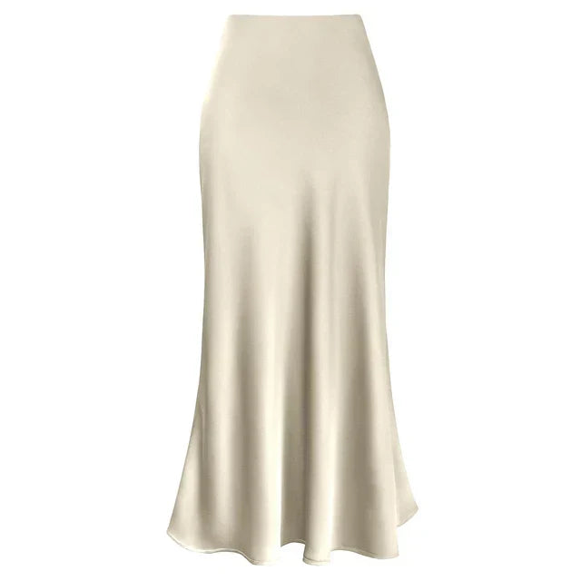 Elysia Satin Skirt Street Wave Elegant Draped Shine For Women Luxe Evening Wear