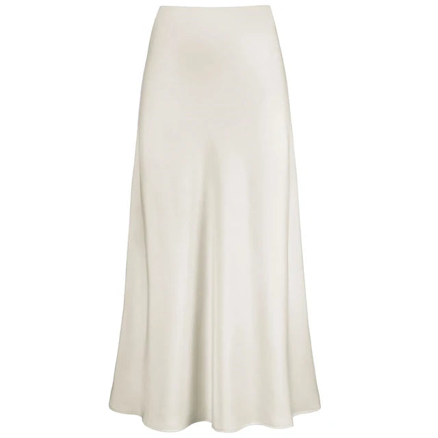 Elysia Satin Skirt Street Wave Elegant Draped Shine For Women Luxe Evening Wear