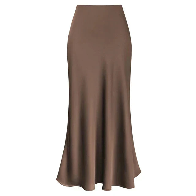Elysia Satin Skirt Street Wave Elegant Draped Shine For Women Luxe Evening Wear